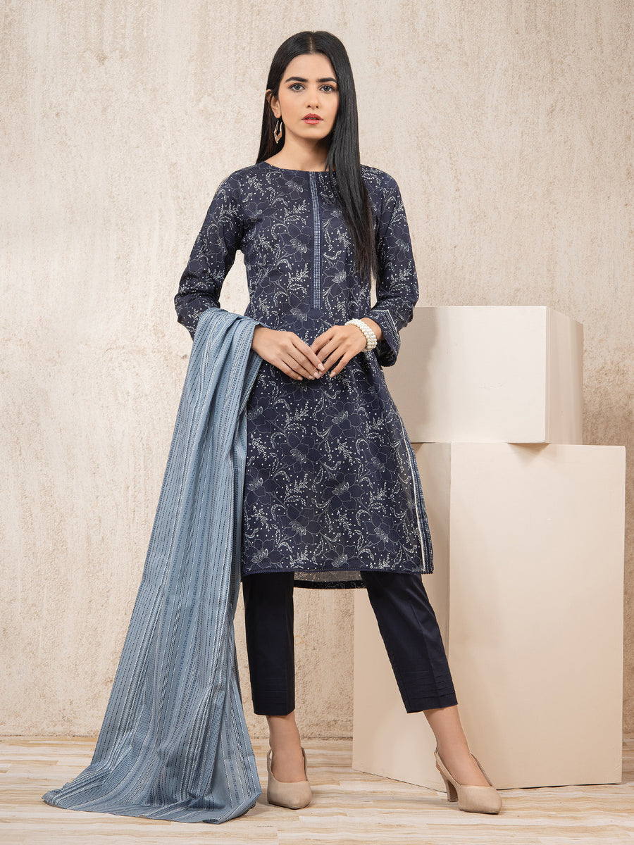 edenrobe Allure Lawn Unstitched Printed 3Pc Suit EWU23A1-26022