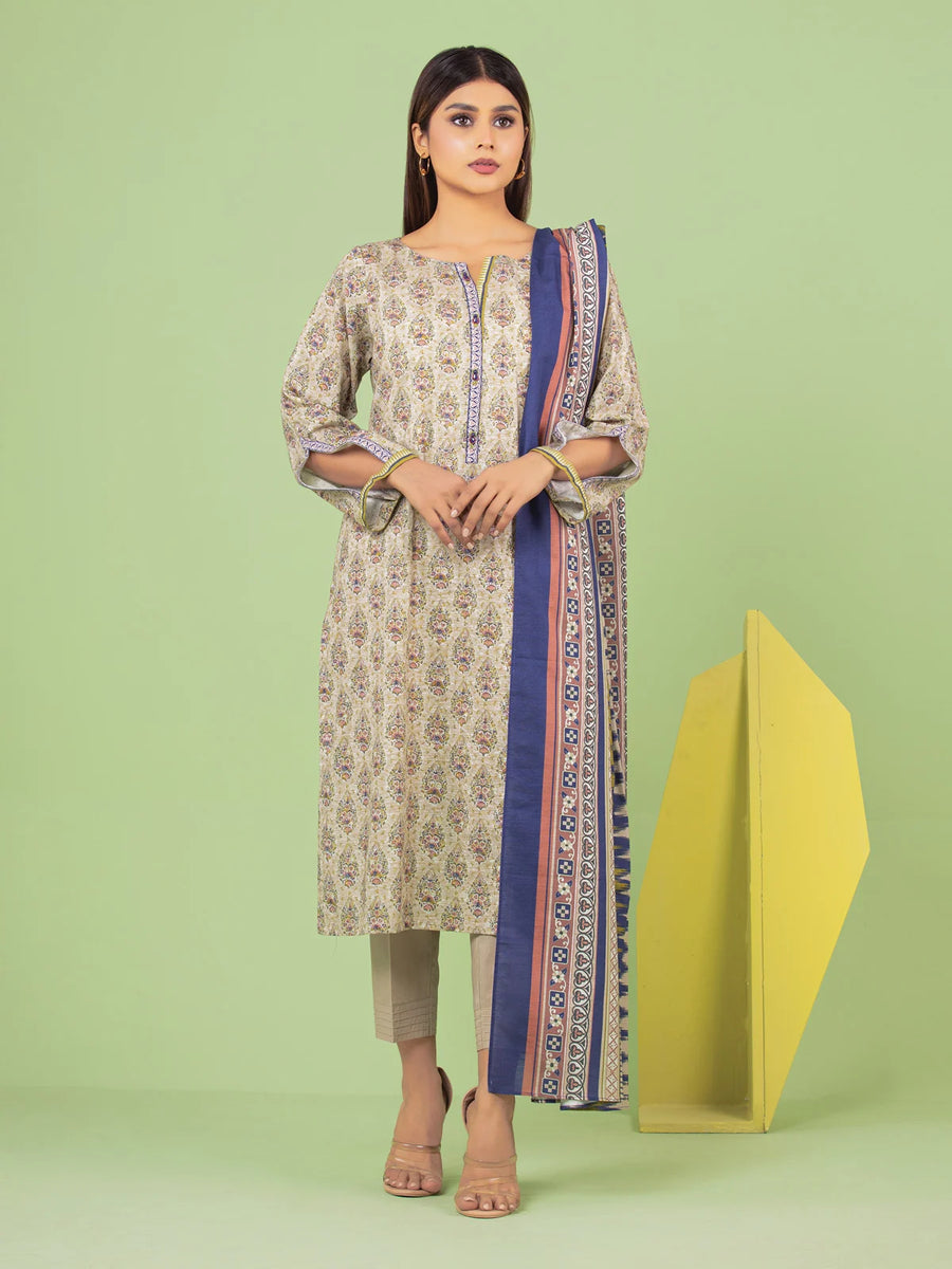 edenrobe Allure Lawn Unstitched Printed 3Pc Suit EWU23A1-26031