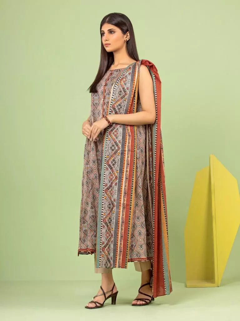 edenrobe Allure Lawn Unstitched Printed 3Pc Suit EWU23A1-26040