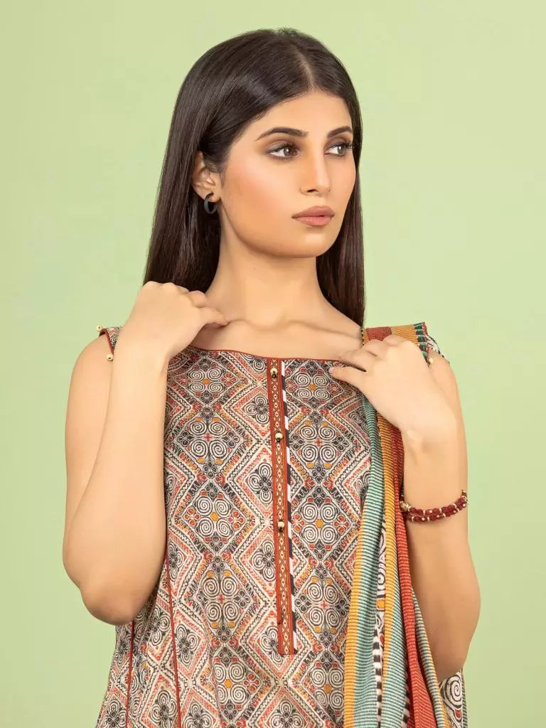 edenrobe Allure Lawn Unstitched Printed 3Pc Suit EWU23A1-26040