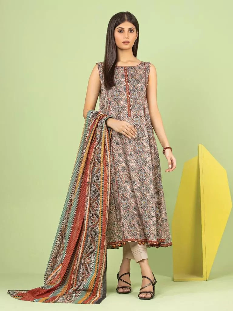 edenrobe Allure Lawn Unstitched Printed 3Pc Suit EWU23A1-26040