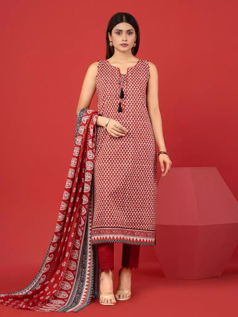edenrobe Allure Lawn Unstitched Printed 3Pc Suit EWU23A1-26059