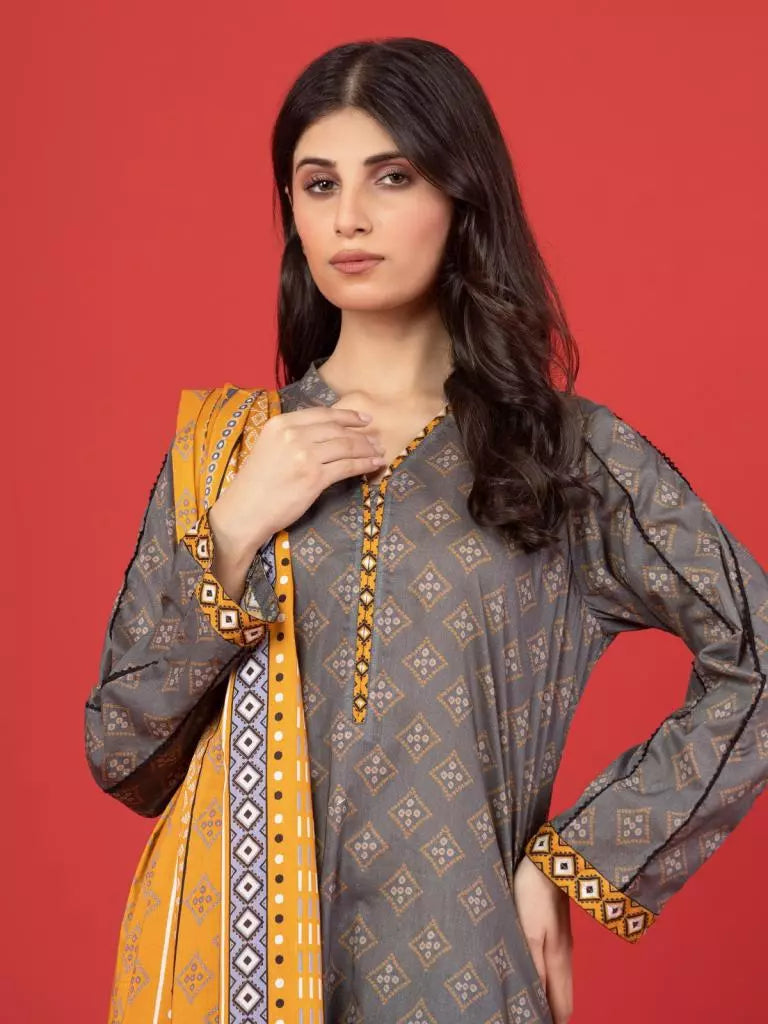 edenrobe Allure Lawn Unstitched Printed 3Pc Suit EWU23A1-26068