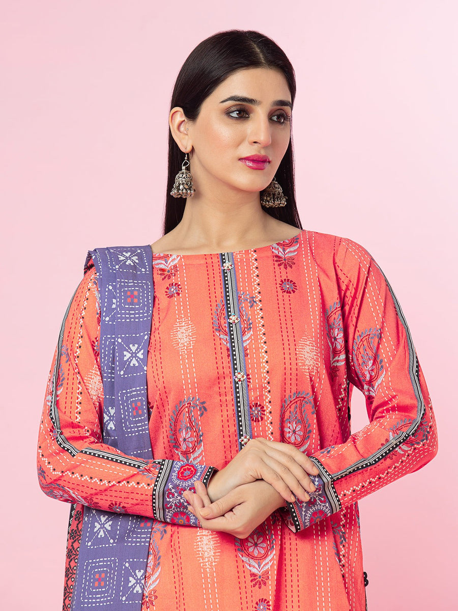 edenrobe Allure Lawn Unstitched Printed 3Pc Suit EWU23A1-26164