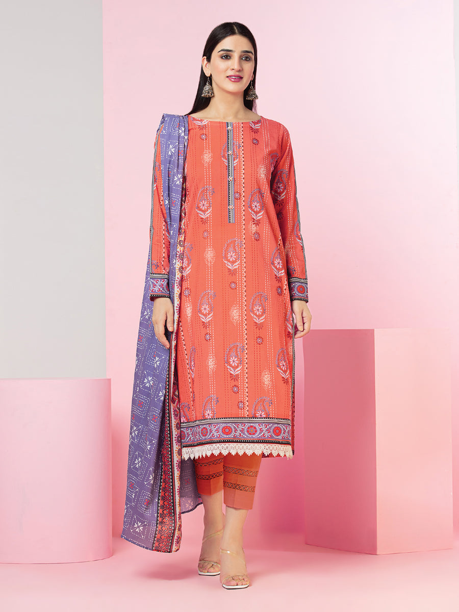 edenrobe Allure Lawn Unstitched Printed 3Pc Suit EWU23A1-26164