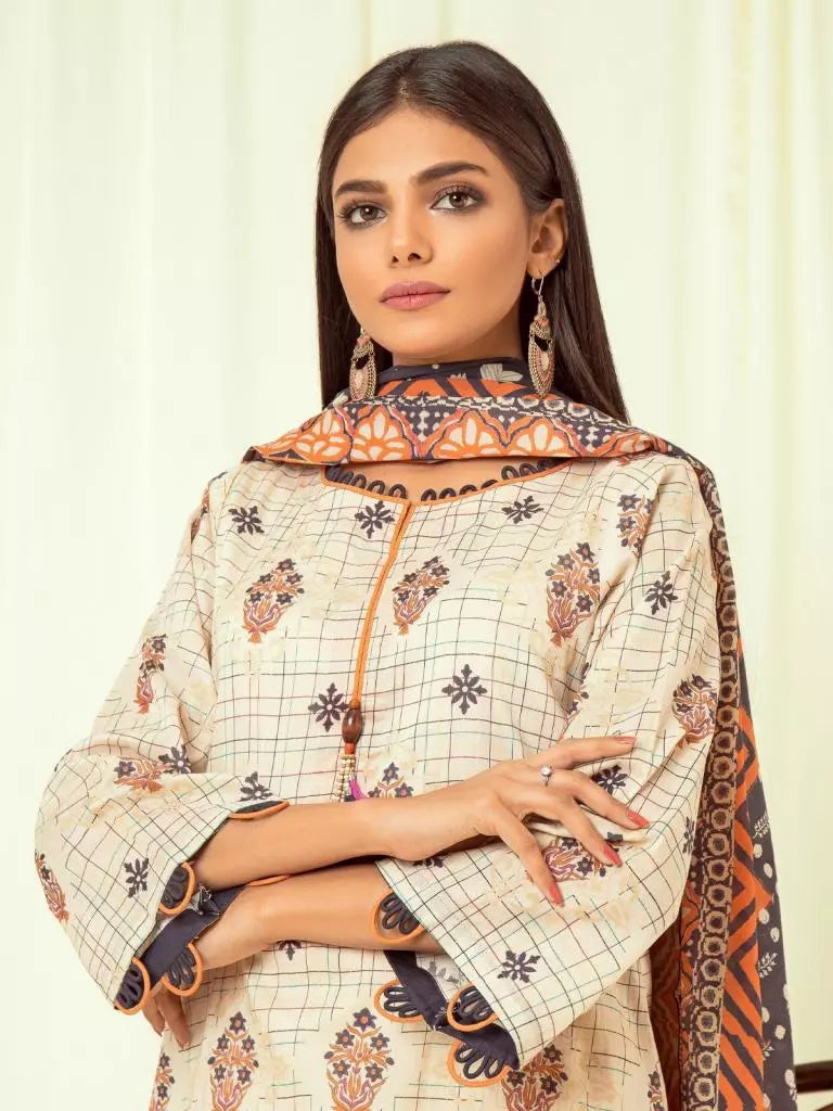 edenrobe Allure Lawn Unstitched Printed 3Pc Suit EWU23A1-26168