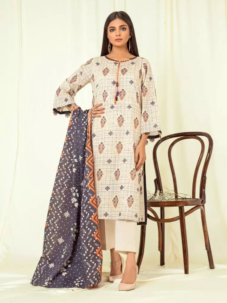 edenrobe Allure Lawn Unstitched Printed 3Pc Suit EWU23A1-26168