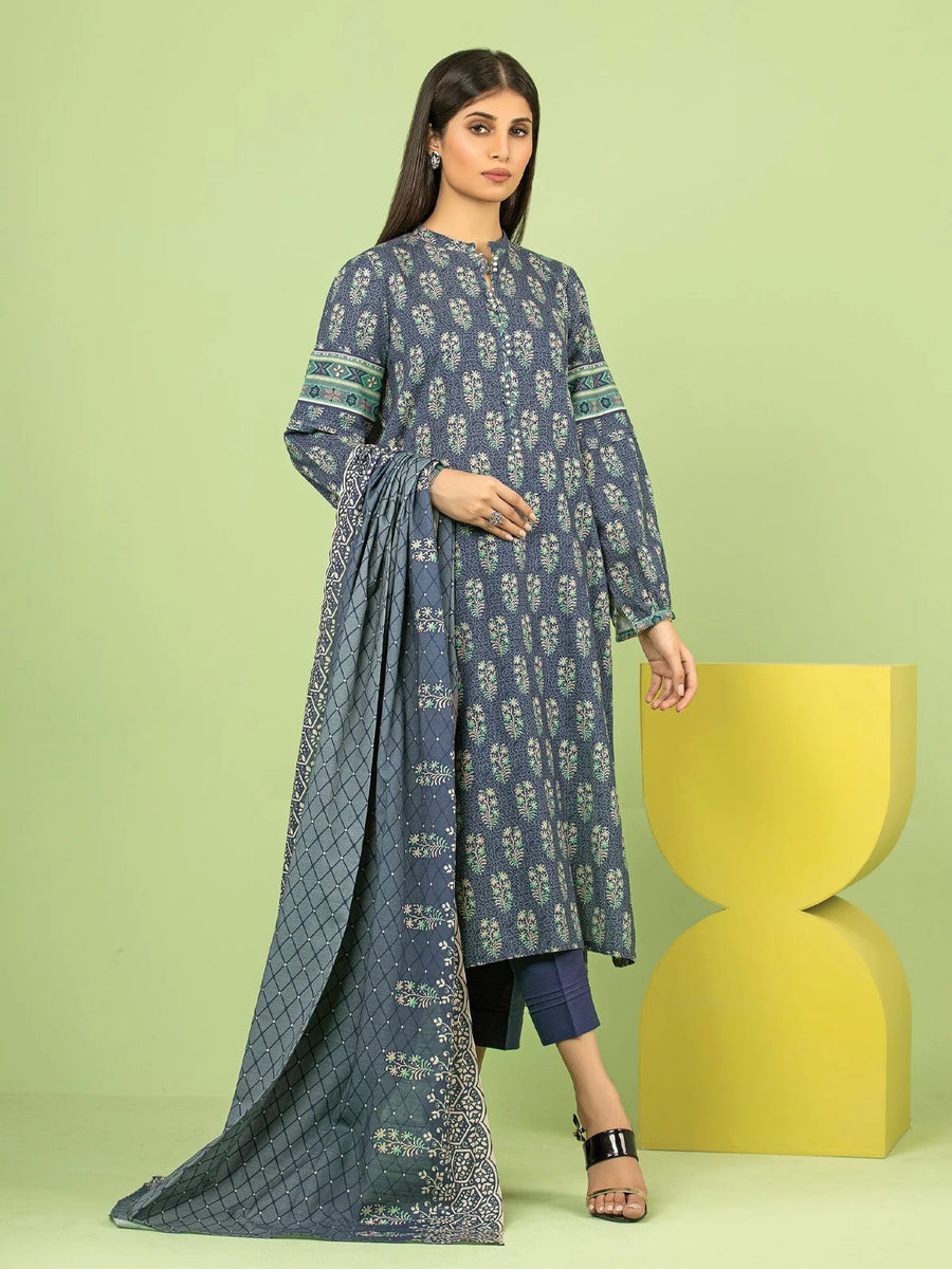 edenrobe Allure Lawn Unstitched Printed 3Pc Suit EWU23A1-26177
