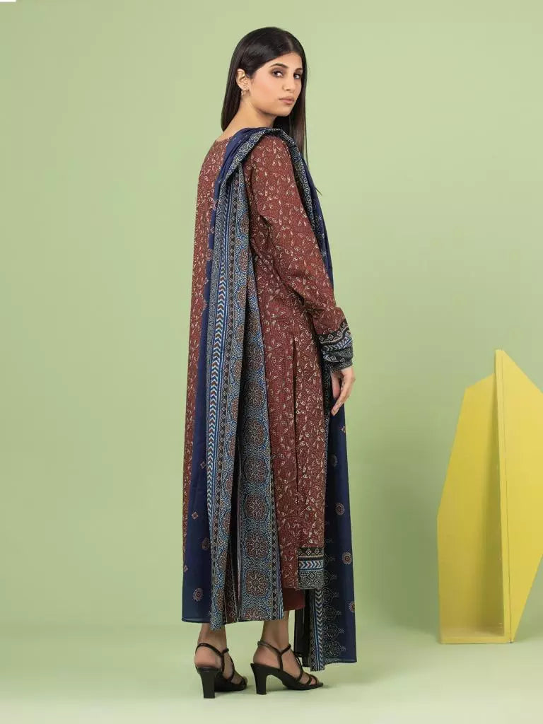 edenrobe Allure Lawn Unstitched Printed 3Pc Suit EWU23A1-26183