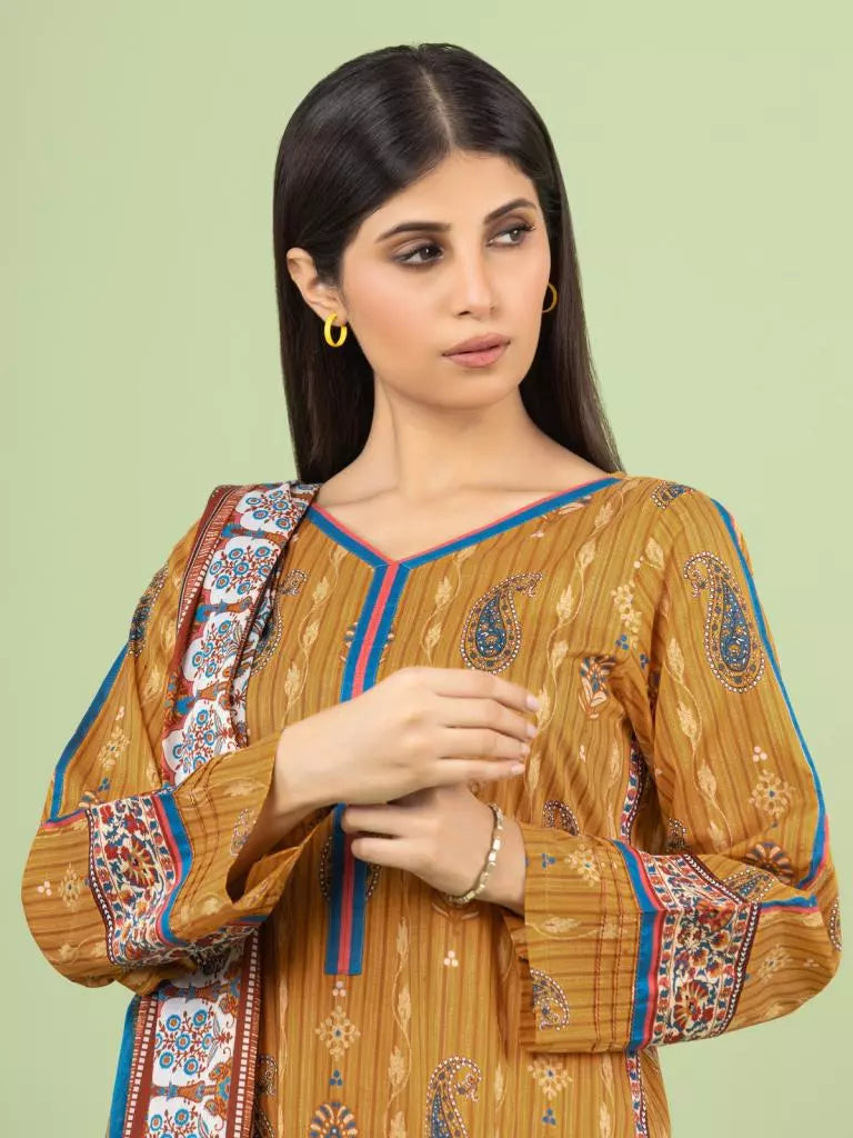 edenrobe Allure Lawn Unstitched Printed 3Pc Suit EWU23A1-26184