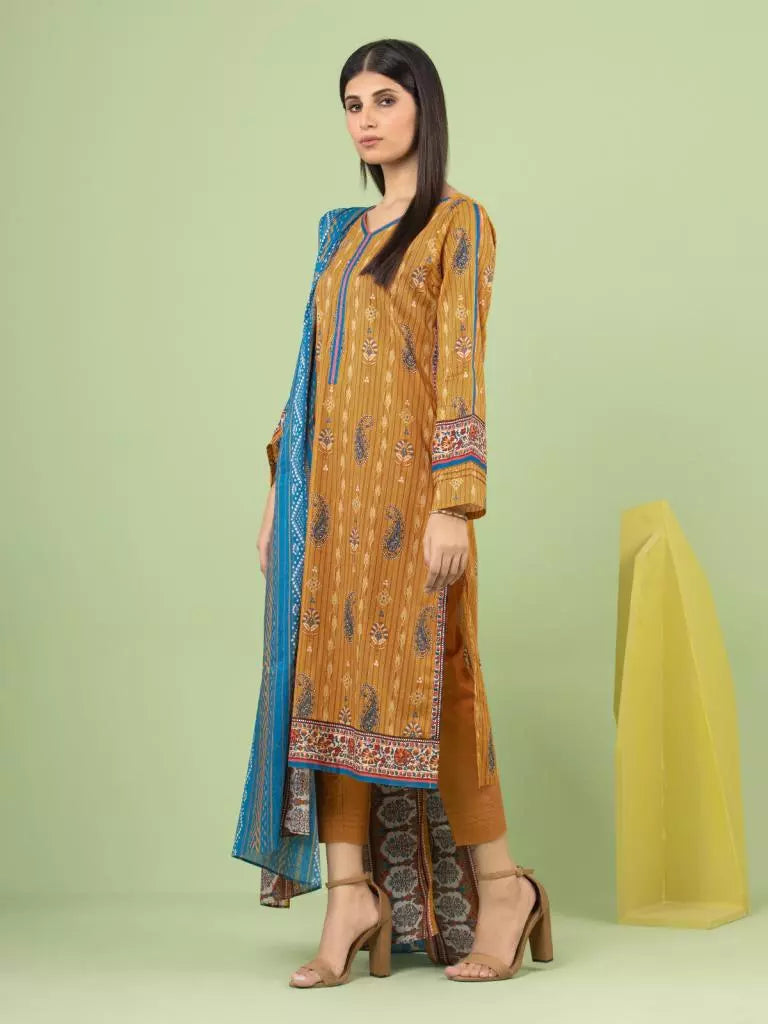 edenrobe Allure Lawn Unstitched Printed 3Pc Suit EWU23A1-26184