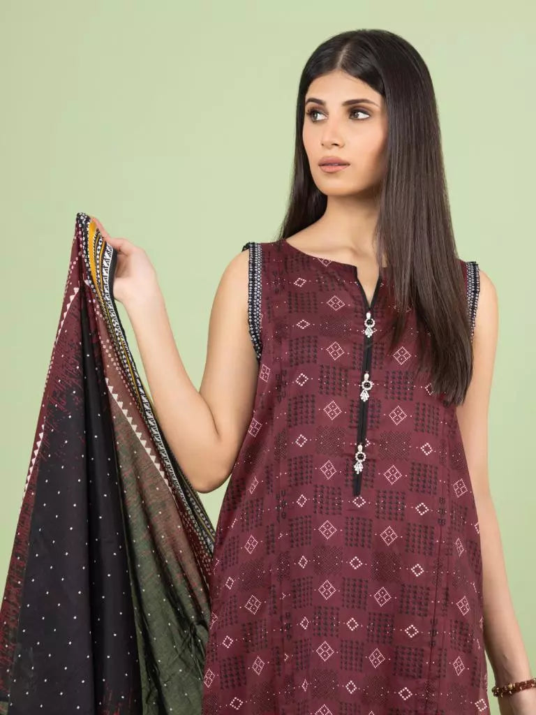 edenrobe Allure Lawn Unstitched Printed 3Pc Suit EWU23A1-26186