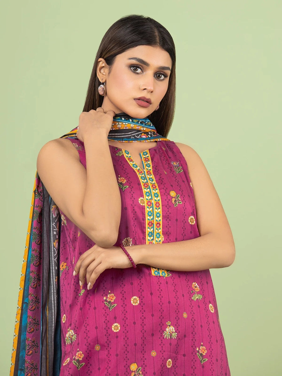 edenrobe Allure Lawn Unstitched Printed 3Pc Suit EWU23A1-26189
