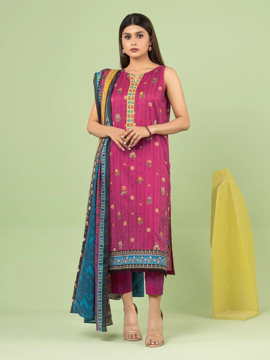 edenrobe Allure Lawn Unstitched Printed 3Pc Suit EWU23A1-26189