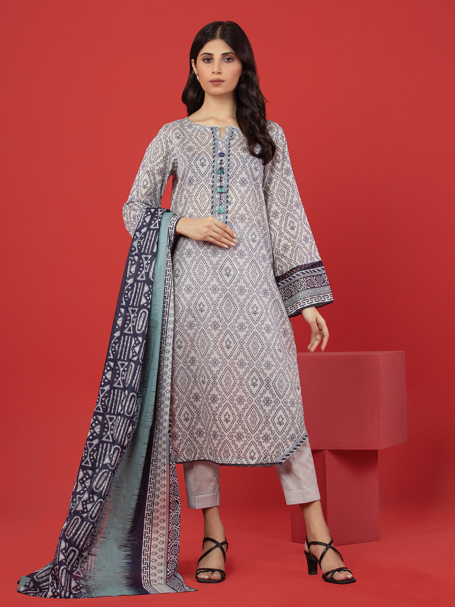 edenrobe Allure Lawn Unstitched Printed 3Pc Suit EWU23A1-26192
