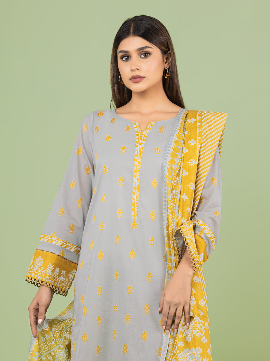 edenrobe Allure Lawn Unstitched Printed 3Pc Suit EWU23A1-26194