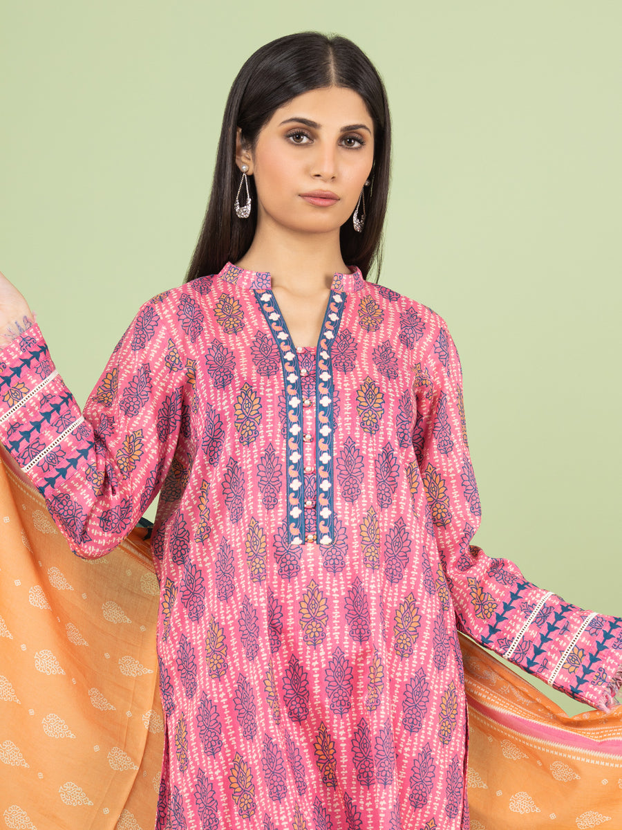 edenrobe Allure Lawn Unstitched Printed 3Pc Suit EWU23A1-26204