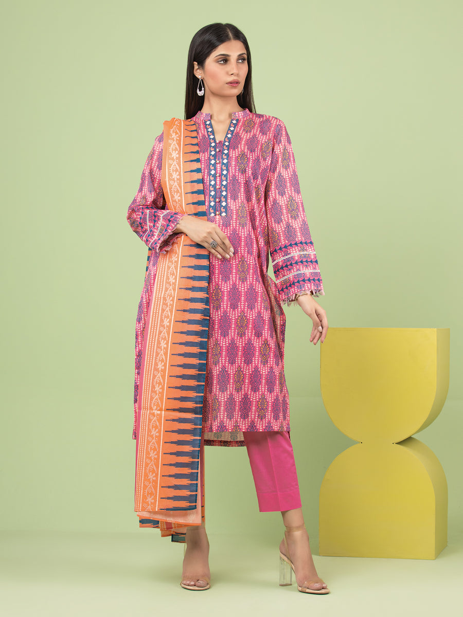 edenrobe Allure Lawn Unstitched Printed 3Pc Suit EWU23A1-26204