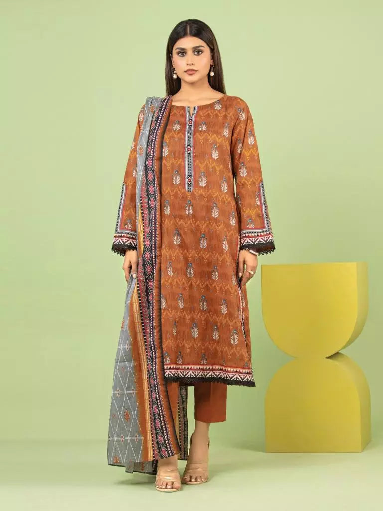 edenrobe Allure Lawn Unstitched Printed 3Pc Suit EWU23A1-26205