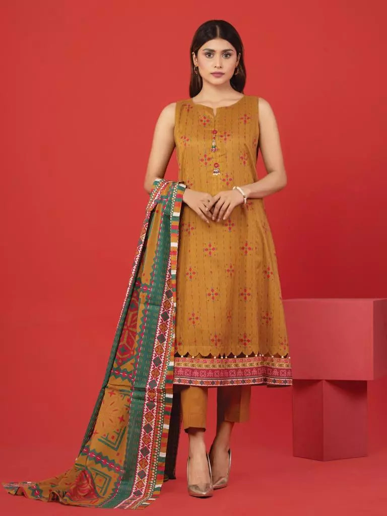 edenrobe Allure Lawn Unstitched Printed 3Pc Suit EWU23A1-26206