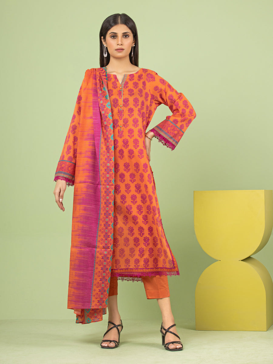 edenrobe Allure Lawn Unstitched Printed 3Pc Suit EWU23A1-26207