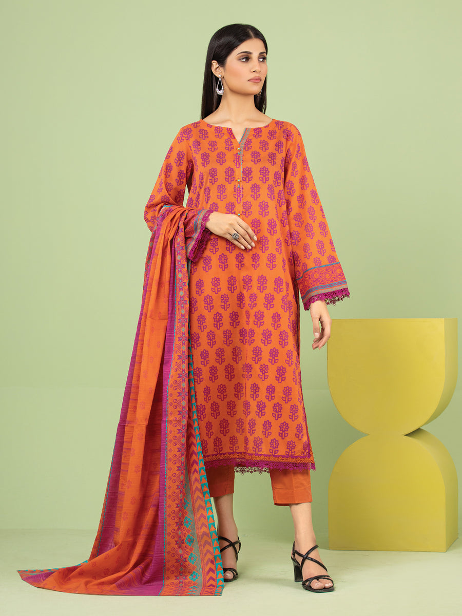 edenrobe Allure Lawn Unstitched Printed 3Pc Suit EWU23A1-26207