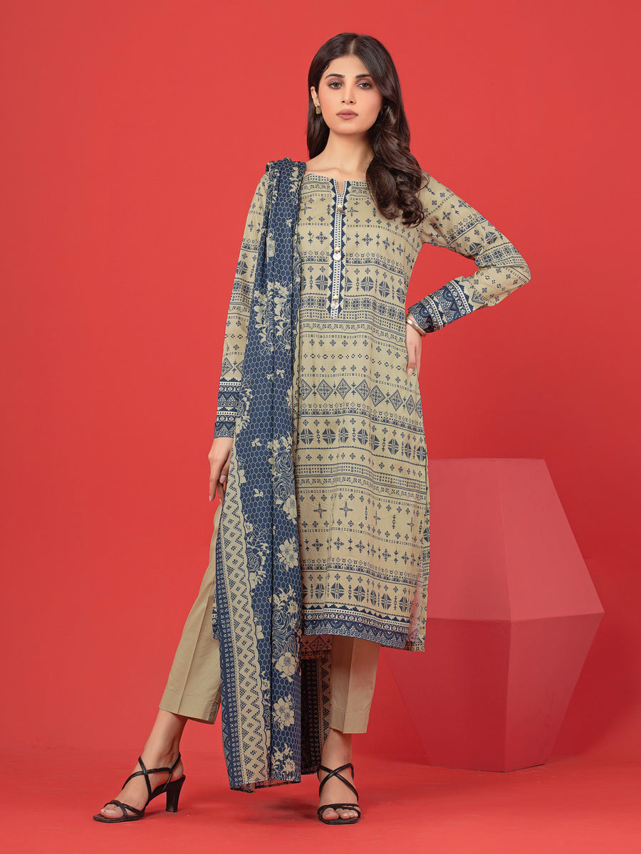 edenrobe Allure Lawn Unstitched Printed 3Pc Suit EWU23A1-26226
