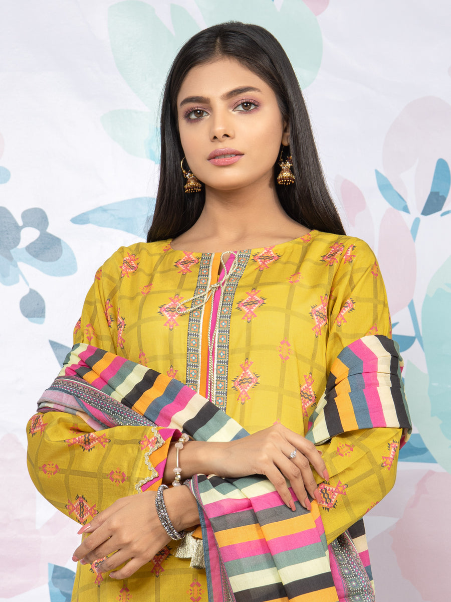 edenrobe Allure Lawn Unstitched Printed 3Pc Suit EWU23A1-26326