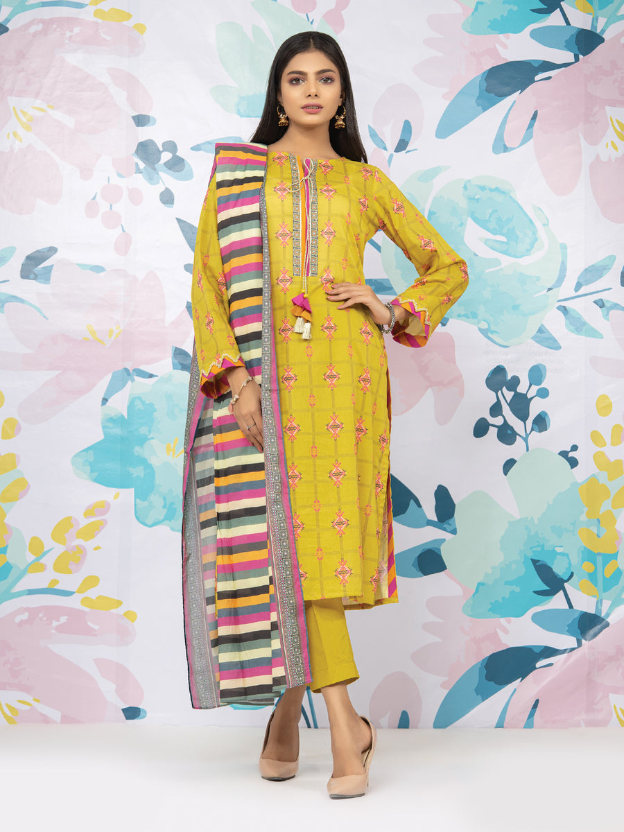 edenrobe Allure Lawn Unstitched Printed 3Pc Suit EWU23A1-26326