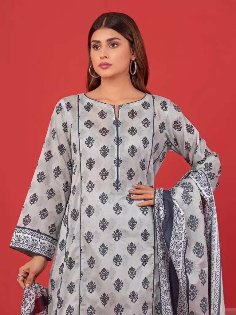 edenrobe Allure Lawn Unstitched Printed 3Pc Suit EWU23A1-26339