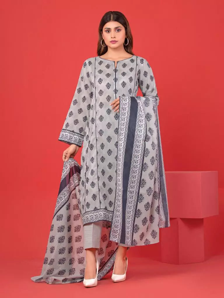 edenrobe Allure Lawn Unstitched Printed 3Pc Suit EWU23A1-26339