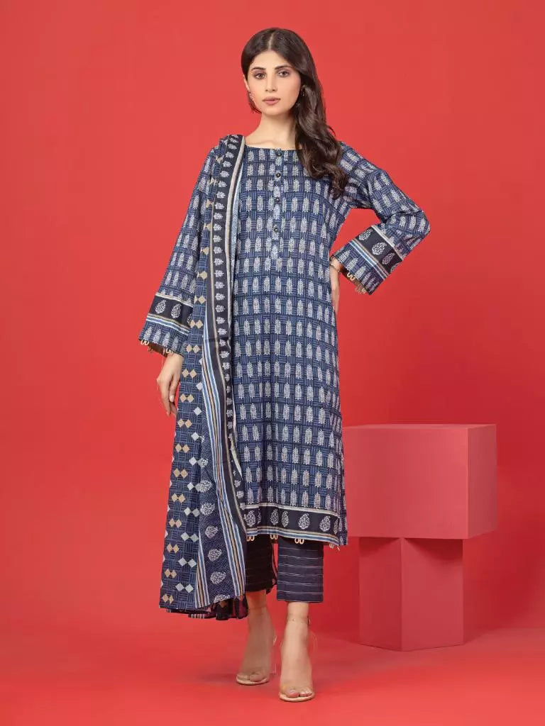 edenrobe Allure Lawn Unstitched Printed 3Pc Suit EWU23A1-26342