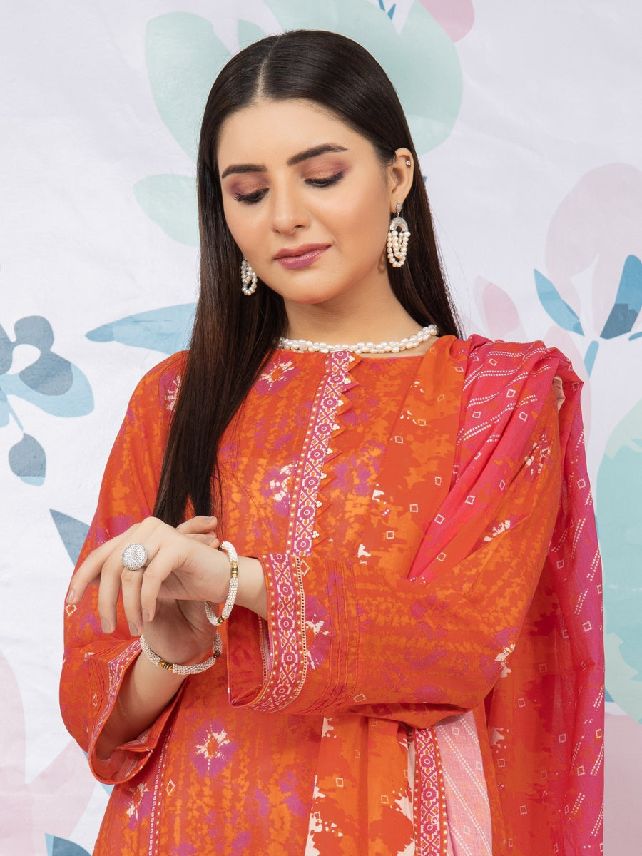 edenrobe Allure Lawn Unstitched Printed 3Pc Suit EWU23A1-26359