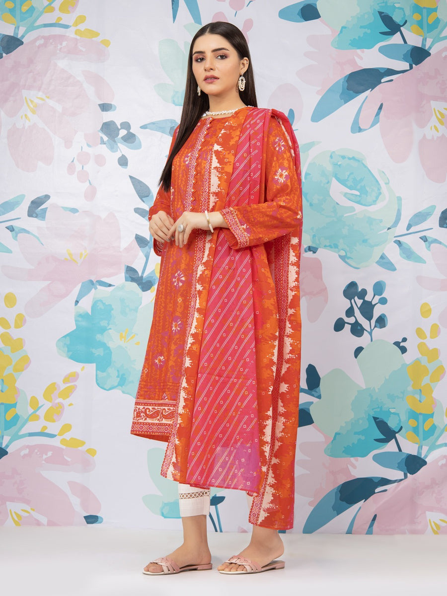 edenrobe Allure Lawn Unstitched Printed 3Pc Suit EWU23A1-26359