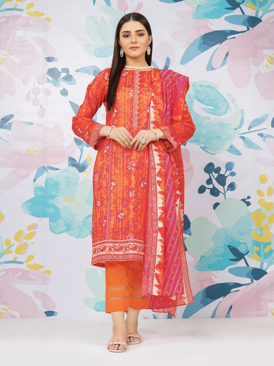 edenrobe Allure Lawn Unstitched Printed 3Pc Suit EWU23A1-26359