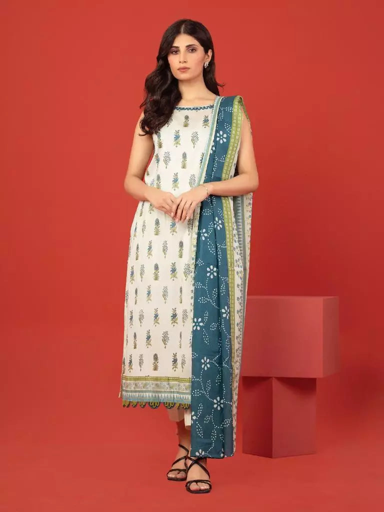 edenrobe Allure Lawn Unstitched Printed 3Pc Suit EWU23A1-26384