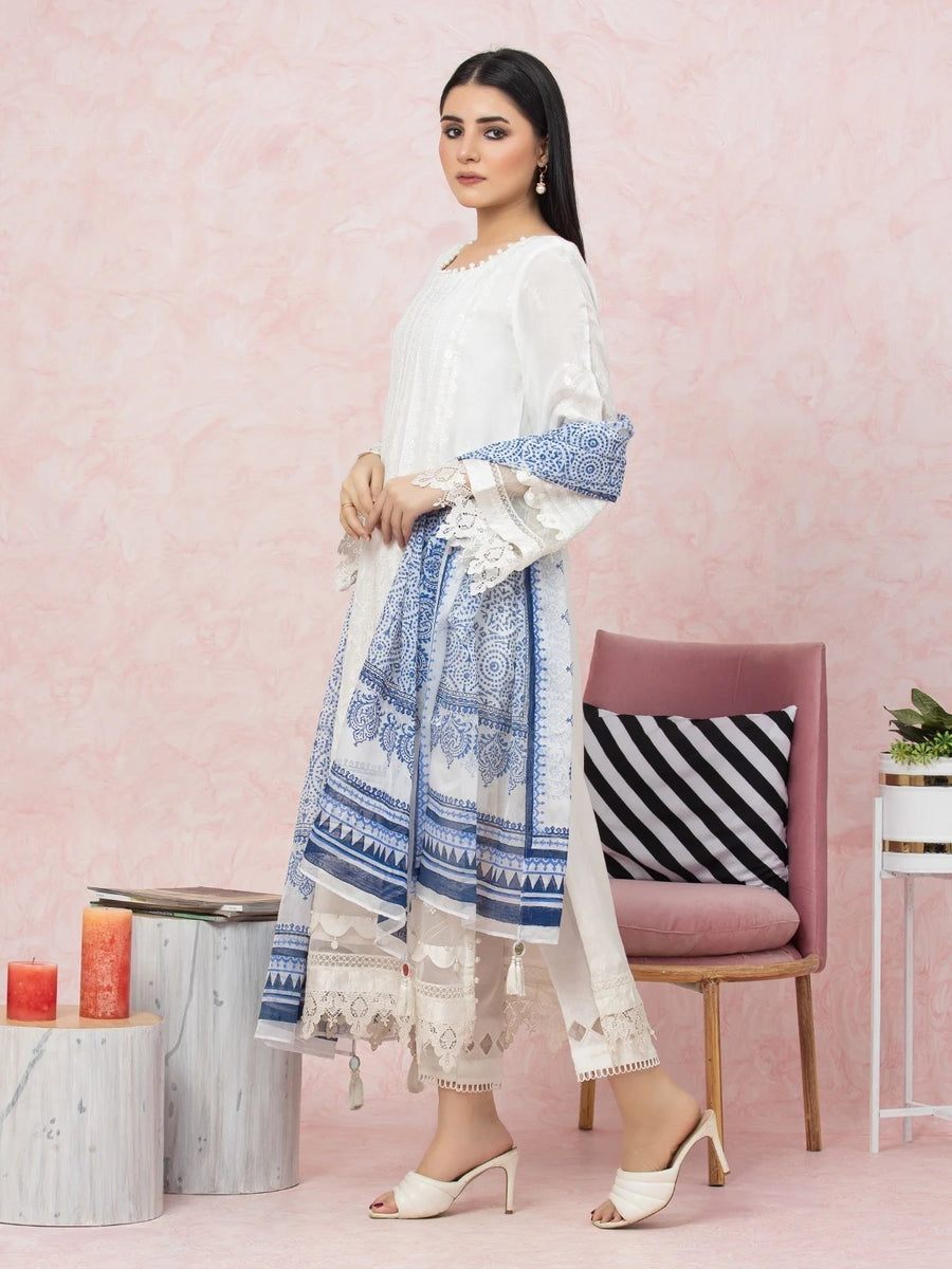 edenrobe Premium Festive Unstitched Raw Silk 3Pc Suit EWU23V16-26659