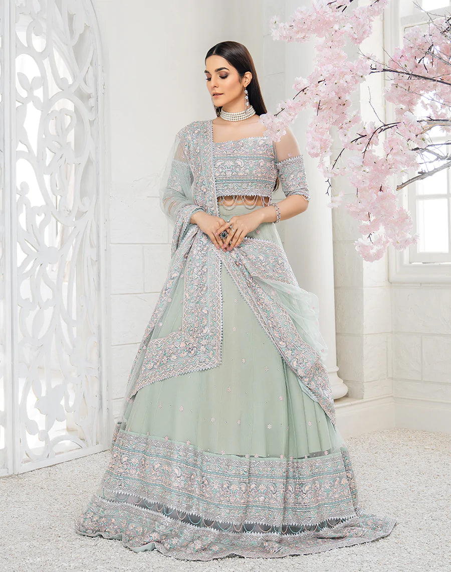 HemStitch Luxury Unstitched Embroidered Net 3Pc Suit HL-06 Eloise