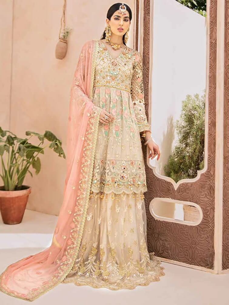 EMAAN ADEEL Elegant Bridal Collection Vol-3 Embroidered 3PC Suit EA-303 - FaisalFabrics.pk