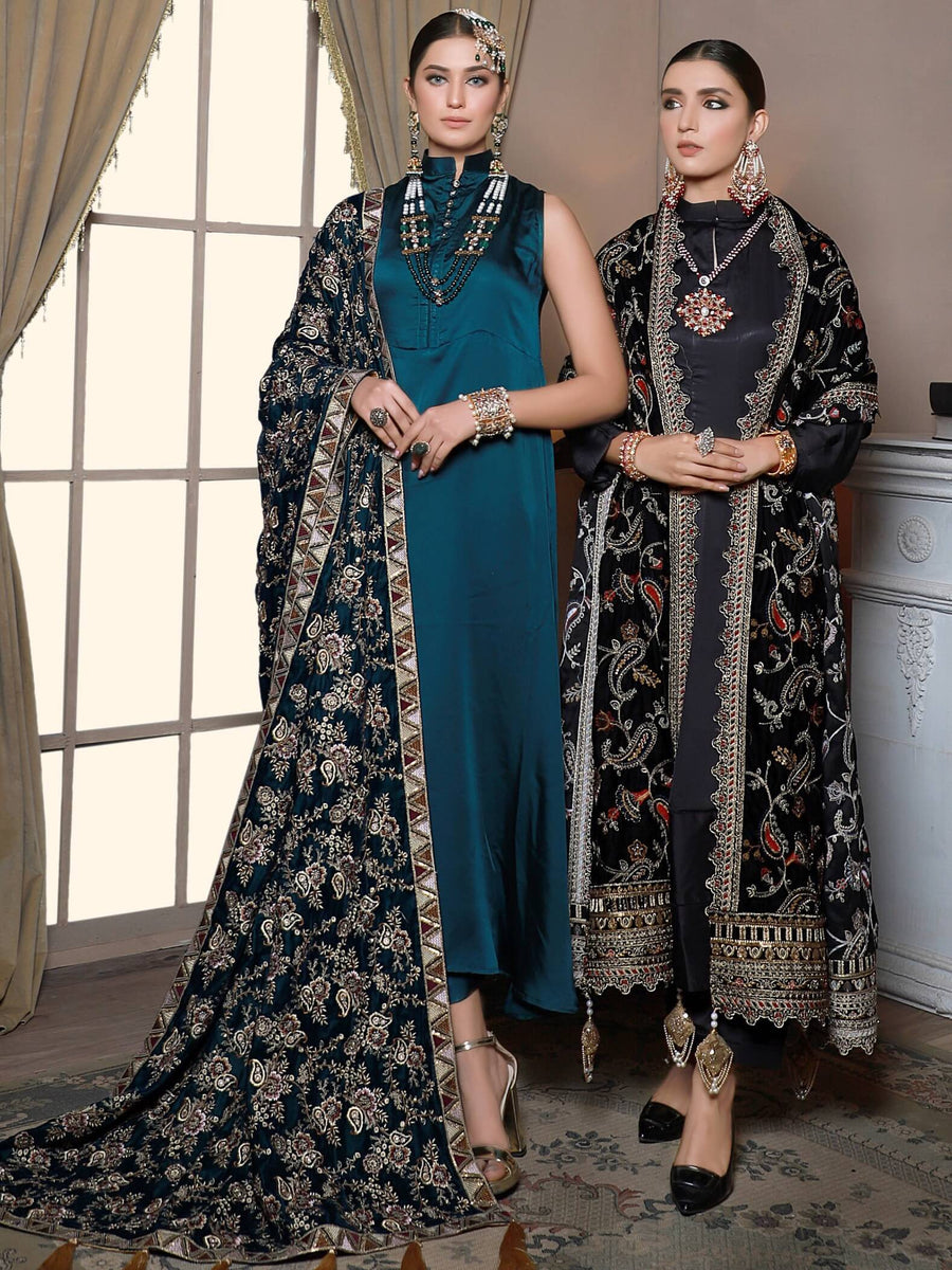 Emaan Adeel Luxury Embroidered Velvet Shawl Edition S-101 - FaisalFabrics.pk