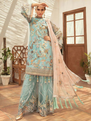 Emaan Adeel Luxury Chiffon Vol-13 Embroidered 3Pc Suit EA-1302 - FaisalFabrics.pk
