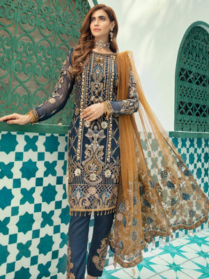 Emaan Adeel Luxury Chiffon Vol-13 Embroidered 3Pc Suit EA-1303 - FaisalFabrics.pk