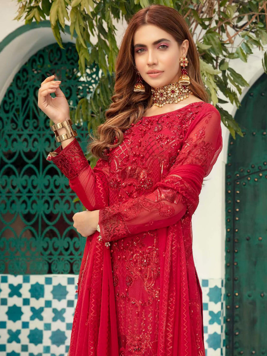 Emaan Adeel Luxury Chiffon Vol-13 Embroidered 3Pc Suit EA-1305 - FaisalFabrics.pk