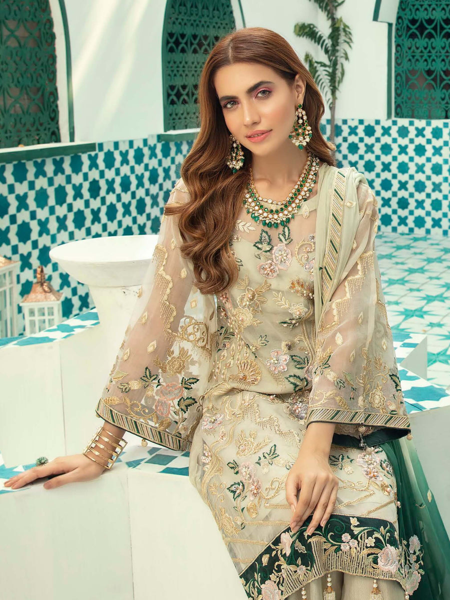 Emaan Adeel Luxury Chiffon Vol-13 Embroidered 3Pc Suit EA-1309 - FaisalFabrics.pk