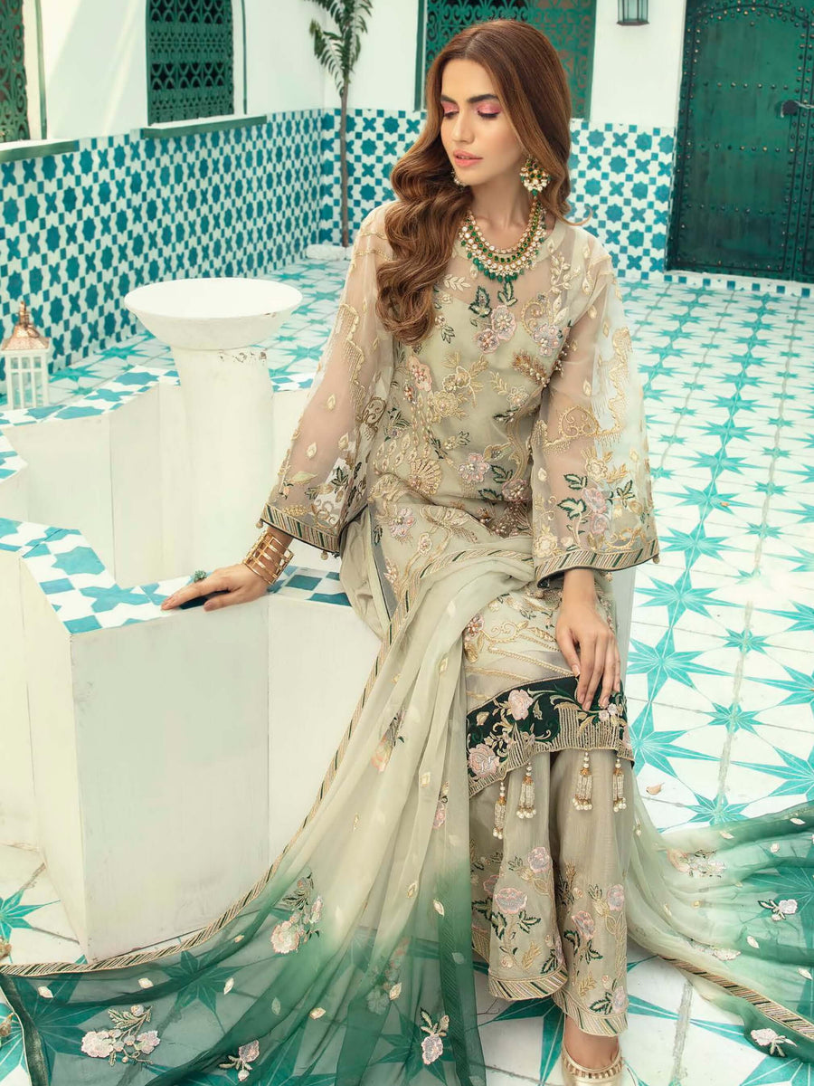 Emaan Adeel Luxury Chiffon Vol-13 Embroidered 3Pc Suit EA-1309 - FaisalFabrics.pk