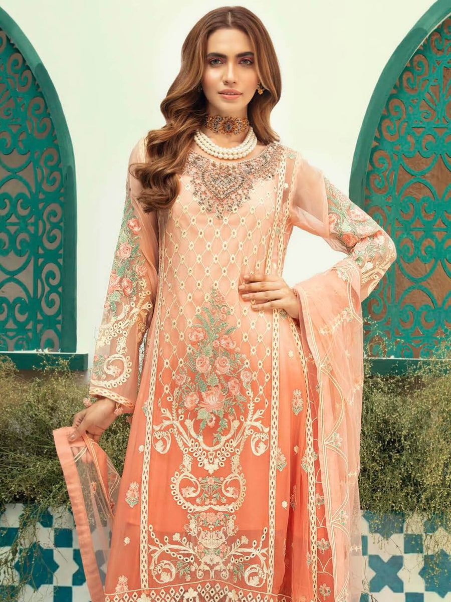 Emaan Adeel Luxury Chiffon Vol-13 Embroidered 3Pc Suit EA-1310 - FaisalFabrics.pk