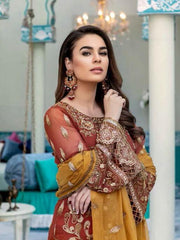 Emaan Adeel Luxury Embroidered Chiffon Unstitched 3 Piece Suit EA-1002 - FaisalFabrics.pk
