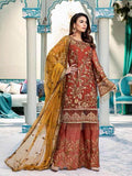 Emaan Adeel Luxury Embroidered Chiffon Unstitched 3 Piece Suit EA-1002 - FaisalFabrics.pk