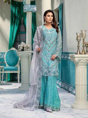 Emaan Adeel Luxury Embroidered Chiffon Unstitched 3 Piece Suit EA-1004 - FaisalFabrics.pk