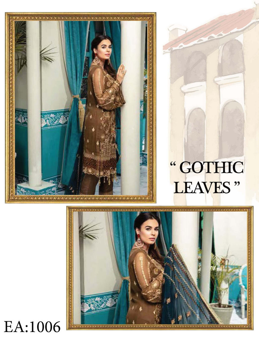 Emaan Adeel Luxury Embroidered Chiffon Unstitched 3 Piece Suit EA-1006 - FaisalFabrics.pk